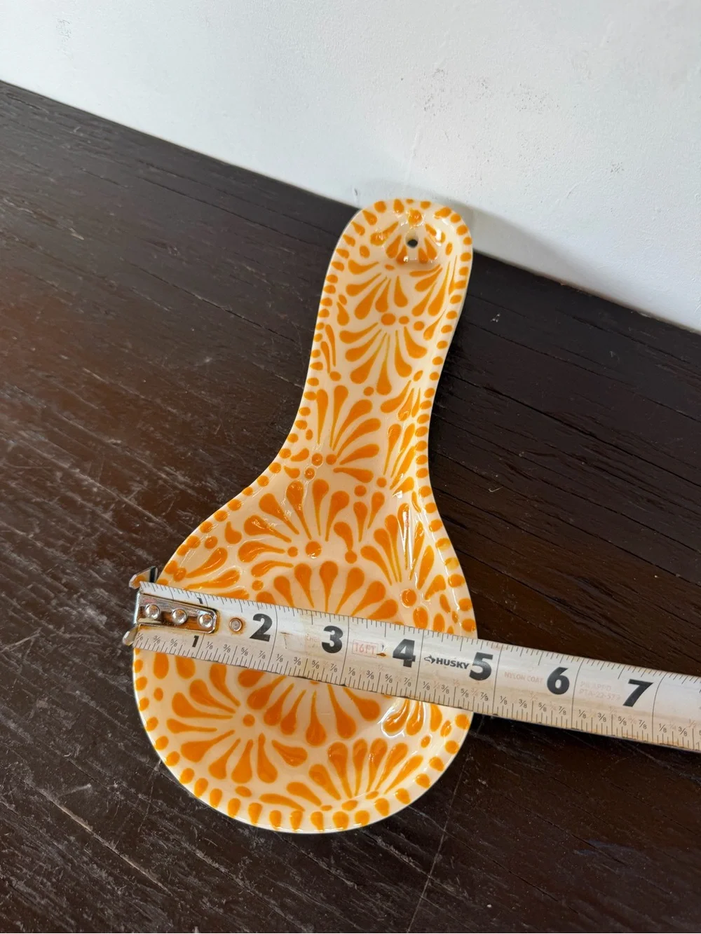 Talavera Ceramic Spoon Rest in Orange Floral Pattern